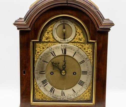 A Whitehurst of Derby mahogany cased bracket clock, 1841, went for  £2,600 at auction.