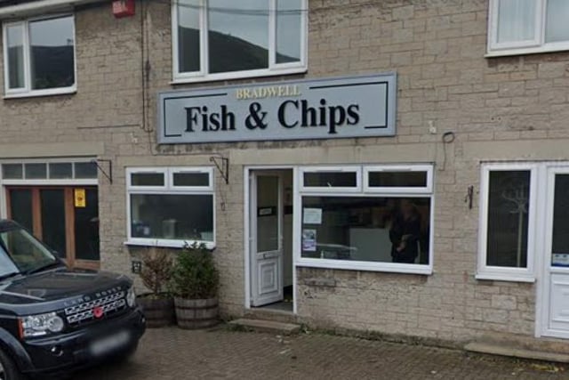Bradwell Fisheries, Netherside, Bradwell, Hope Valley, S33 9JL. Rating: 4.5/5 (based on 253 Google Reviews). "Just had fish, chips and mushy peas. Excellent. Friendly service. Highly recommended."