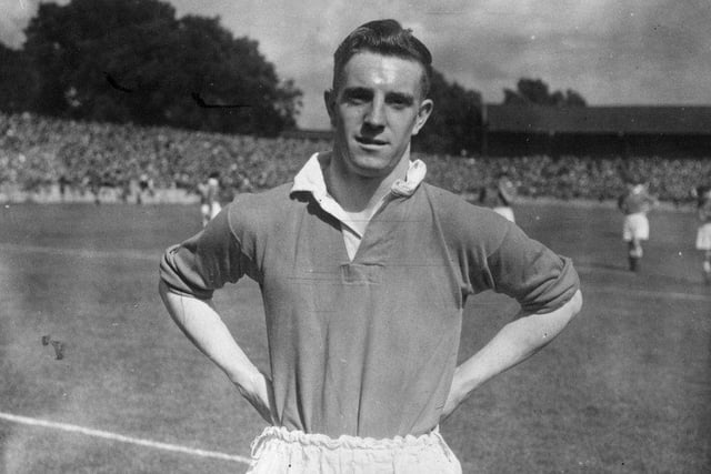 Chesterfield Football Club right back, Stan Milburn pictured in August 1950: (Photo by Edward G. Malindine/Topical Press Agency/Getty Images)