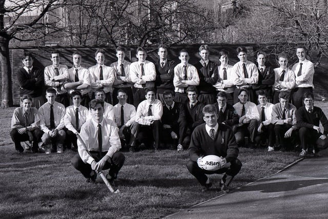 Hall Cross Comprehensive School Rugby and Hockey teams pictured in February 1990.