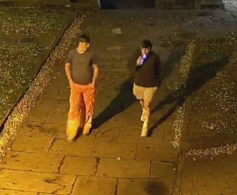 Officers want to speak to the two men pictured who were in the area at the time of the incident.