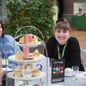Supported Intern, Shelbie Webb celebrating her success at an Afternoon Tea held at the Buxton campus