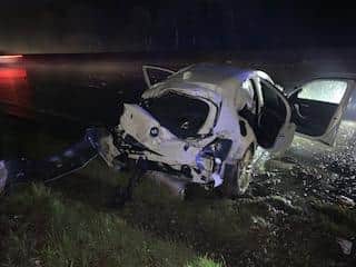 The car involved in the crash.