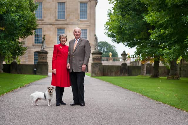 Peregrine Cavendish, the 12th Duke of Devonshire, with his wife the Duchess.
