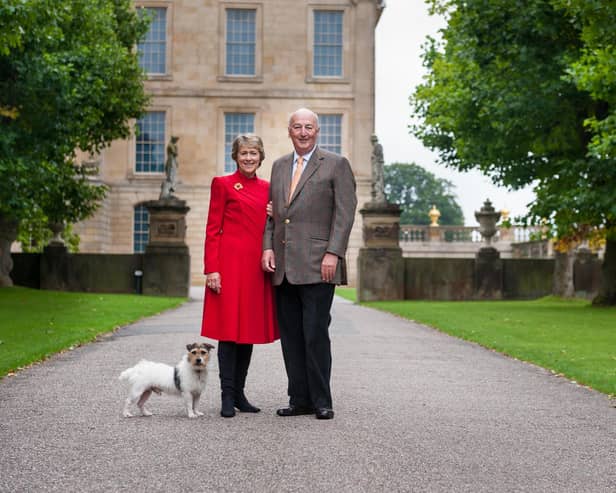 Peregrine Cavendish, the 12th Duke of Devonshire, with his wife the Duchess.