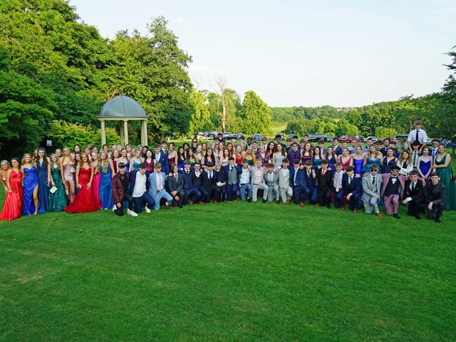 Year 11 students in the grounds of Ringwood Hall celebrate prom night.