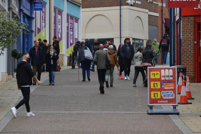 Shoppers in Chesterfield town centre.