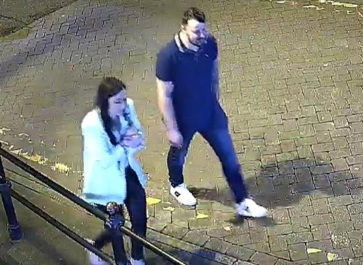 Detectives want to speak with the male and female in this CCTV image after an assault at Beach and Groove bar in Stephenson Place, Chesterfield.
A man in his late teens was left with a fractured skull following the attack - which happened between 1.30am and 2am on April 9.