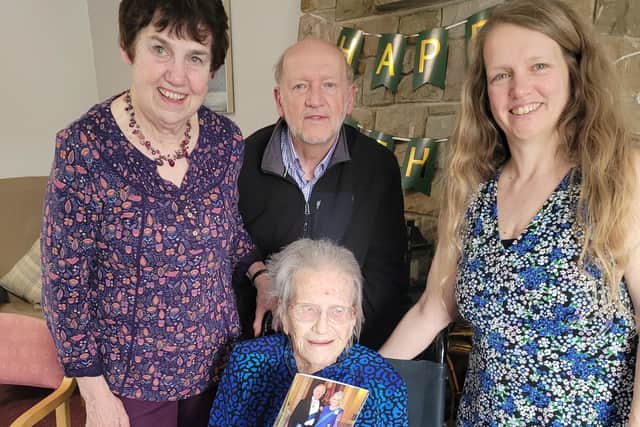 Three generations of Florence's family joined her for the day, when she received gifts, cake, and birthday cards – including her fifth from Buckingham Palace.