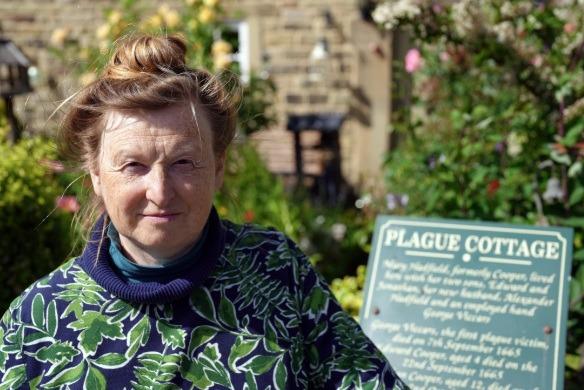 Television programme presenter Ruth Goodman at Plague Cottage in Eyam where the village's devastating disease outbreak began in 1665 (photo: 5 Broadcasting Ltd/Voltage TV)