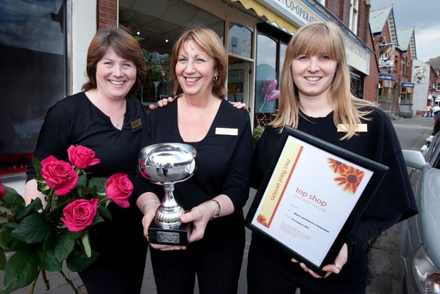 Hearts & Flowers on West Bars Chesterfield, won an award for window display and a high level of shop and employee presentation in 2010.  Andrea Embury, Janet Hutton and Kirsty Burley, pictured from left.