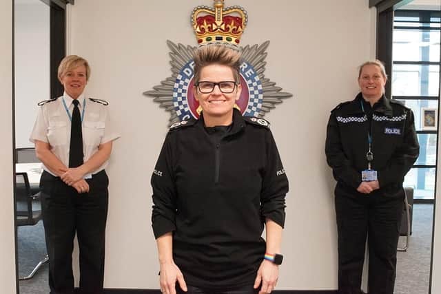 Chief Constable Rachel Swann (centre), Deputy Chief Constable Kate Meynell (left) and Assistant Chief Constable Michelle Shooter (right).