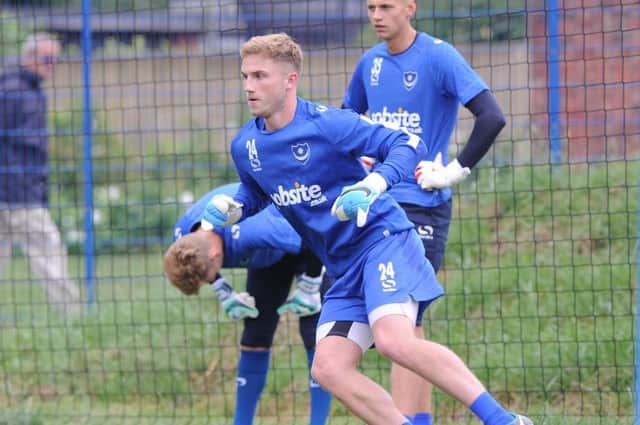 Harry Isted train with Pompey in 2017.