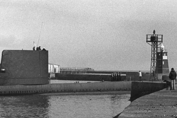 Royal Navy submarine HMS Otter was pictured passing the Banjo and Pilot piers as it headed out to sea. During its 6-day visit, the 300ft long submarine was berthed at the Central Dock and was open for people to take a look around.