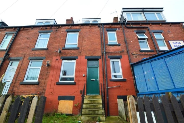 2 Clovelly Avenue, Leeds, a two-bedroom, terrace house, is listed for a guide price of £55,000-£60,000.