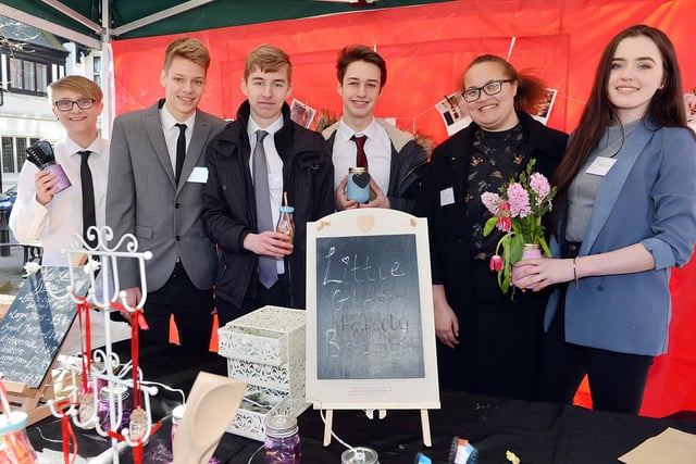 Young entrepreneurs trade at Chesterfield market. Brookfield community school, won best stall with little glass bottle company in 2017