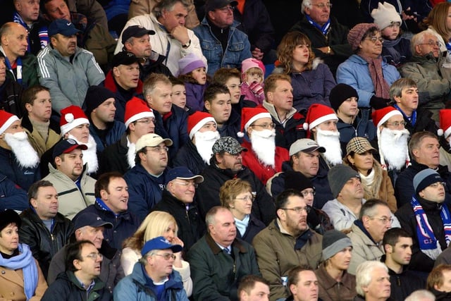 Festive cheer amongst the Chesterfield fans at Hillsborough during a match in 2003.