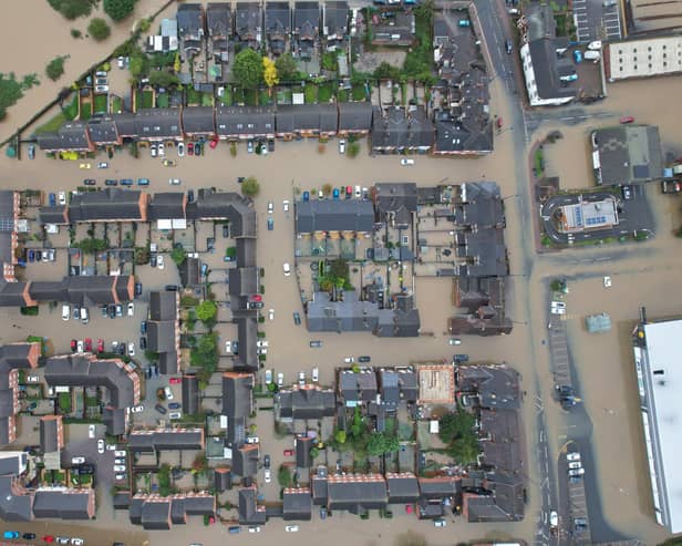 Dramatic drone pictures lay bare the devastating damage caused by Storm Babet in Sandiacre. Image: HDM Entertainment / SWNS