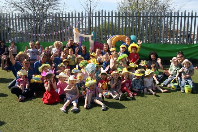 Children in their Easter bonnets at the ABC nursery in Inkersall.