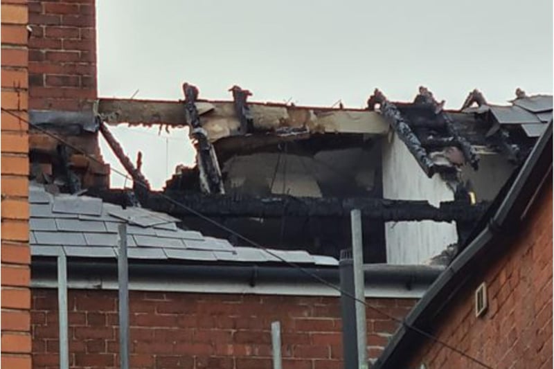 The blaze caused severe damage to the roof.
