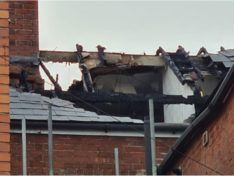 The blaze caused severe damage to the roof.