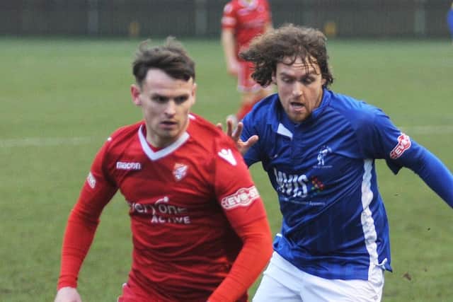 Greg Tempest (right) in action during his days with Matlock Town.
