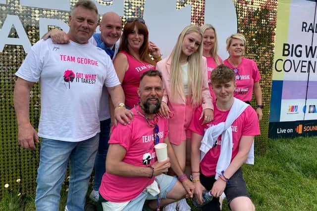 Chesterfield teen singing sensation Georgie Mills pictured with family and friends at BBC Radio 1's Big Weekend