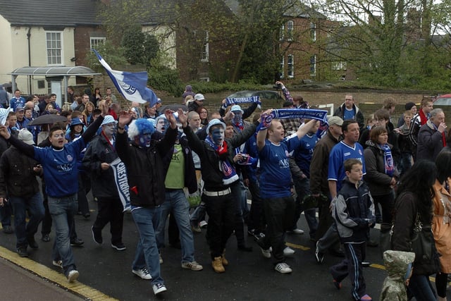 Chesterfield fans parade through the streets before the last game at Saltergate in 2010.
