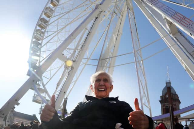 Jack Reynolds was all smiles after he rode Chesterfield's big wheel a few years ago.