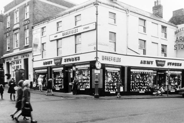 Wakefield Army Stores on the corner of Market Place and Central Pavement in 1974.