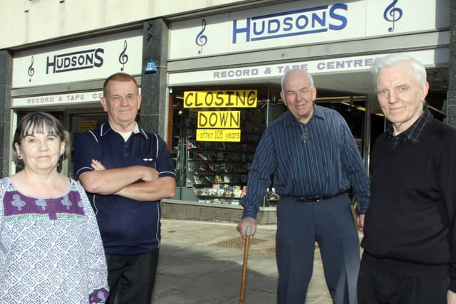 Husdon's was a family business through its 105 of trading in the town. Here the grandchildren of its founder say goodbye - Kathleen Hudson, Edward hudson, Brian Syddall and Keith Hudson.