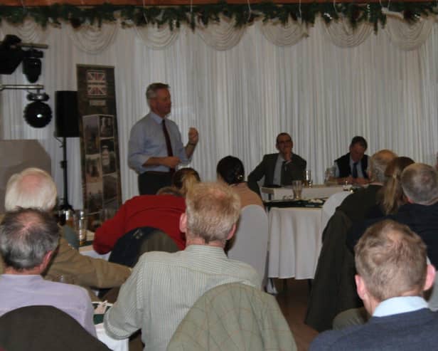David Exwood addresses the meeting with Derbyshire farmers