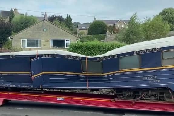 @fish_fantastic captured the train carriage as it was being transported away from the Mission Impossible 7 film set at Darlton Quarry