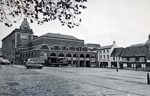 New Square Chesterfield, looking towards the Market Hall 1982.