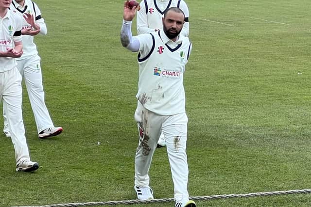Muhammad Zaroob leads off the Chesterfield team following his outstanding bowling performance.