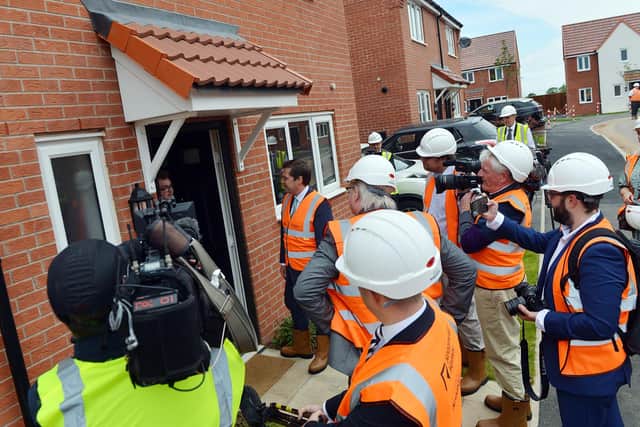 The Secretary of State for Housing RT Hon Robert Jenrick MP visited Shirebrook in the Bolsover district on Friday, June 4,  to mark the launch of the Governments First Homes scheme. Pictured is Mr Jenrick talking to one of the new owners.