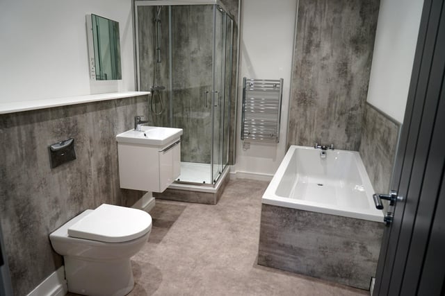 The bathrooms include single thermostatic showers, wall aqua boarding, light-up mirrors and chrome heated towel rails.