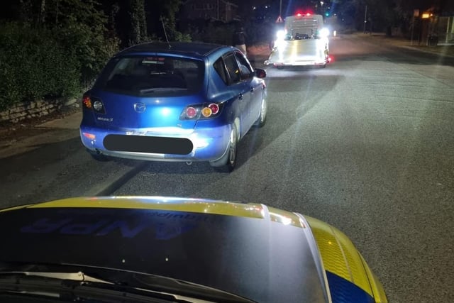 The female driver of this Mazda was stopped due to poor driving and then "struggled" recalling her date of birth, say police. 
Police tweeted: "#MobileBiometrics to the rescue and she suddenly remembers she's given false details. No licence or insurance! #Seized".