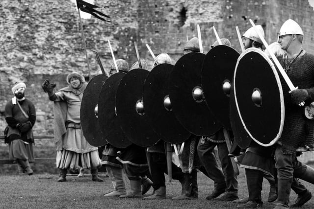 Norse men at Portchester Castle April 17, 1995. The News PP3905