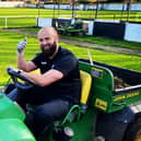 Glapwell chairman Jamie Wajs getting the Hall Corner ground ready for a return to action.