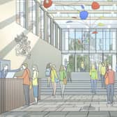 Artist's impressions of the proposed new Derbyshire County Council headquarters in the grounds of County Hall. Image from HLM Architects.