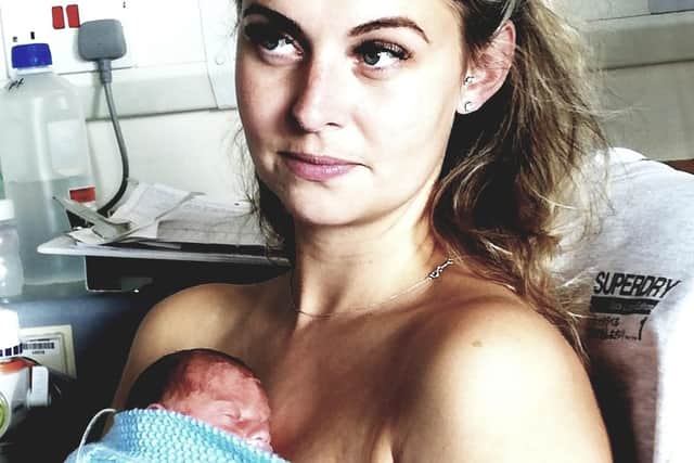 Becky Theodoulou and her son Stefan who arrived 11 weeks prematurely.