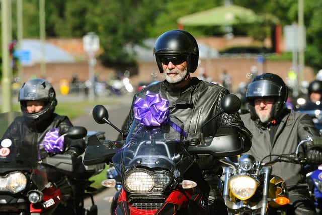 Hundreds of bikers took part in the funeral procession. Picture: Sarah Standing (100720-5568)