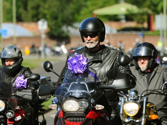 Hundreds of bikers took part in the funeral procession. Picture: Sarah Standing (100720-5568)