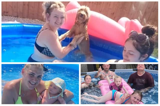 Pool dips are the favourite way for families and four-legged friends to cool off in the hot weather (photos: Elaine Tindale Osborne, Kirsty Leanne Cropper, Nuala Davenport).