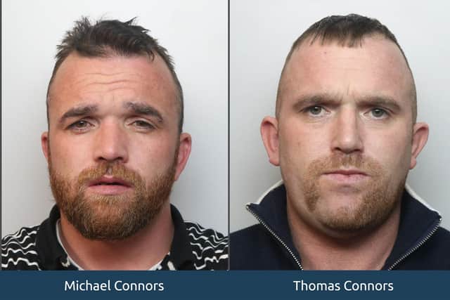 Michael Connors, 33, and Thomas Connors, 32, both of no fixed abode were jailed after they forced their way into four properties.