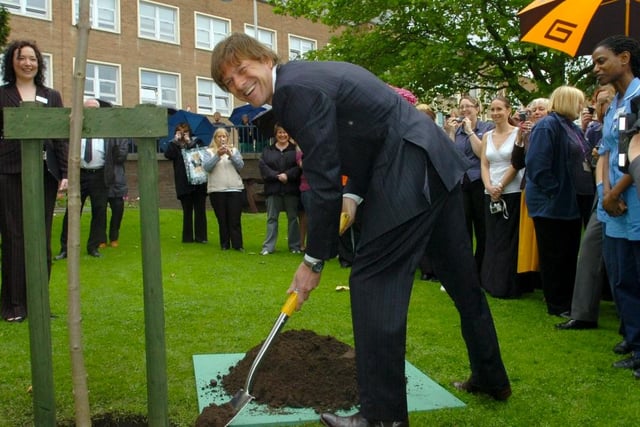 Actor Sean Bean planting a tree at the Hallamshire in 2007 to launch the Sheffield Leukemia and Blood Disorder appeal.