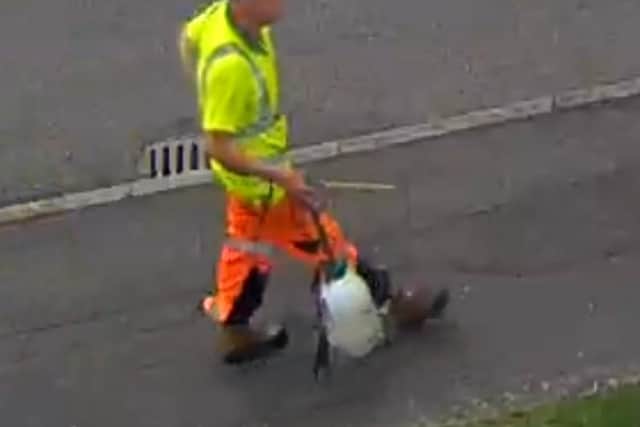 Police are attempting to trace the man pictured above, after he is wanted in connection with offering residents garden and handy man services in Dronfield.