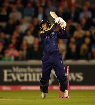 Joe Root top-scored with 49 off 36 balls. (Photo by Gareth Copley/Getty Images)