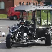 Logan Folger's funeral procession passes through Staveley on Saturday.